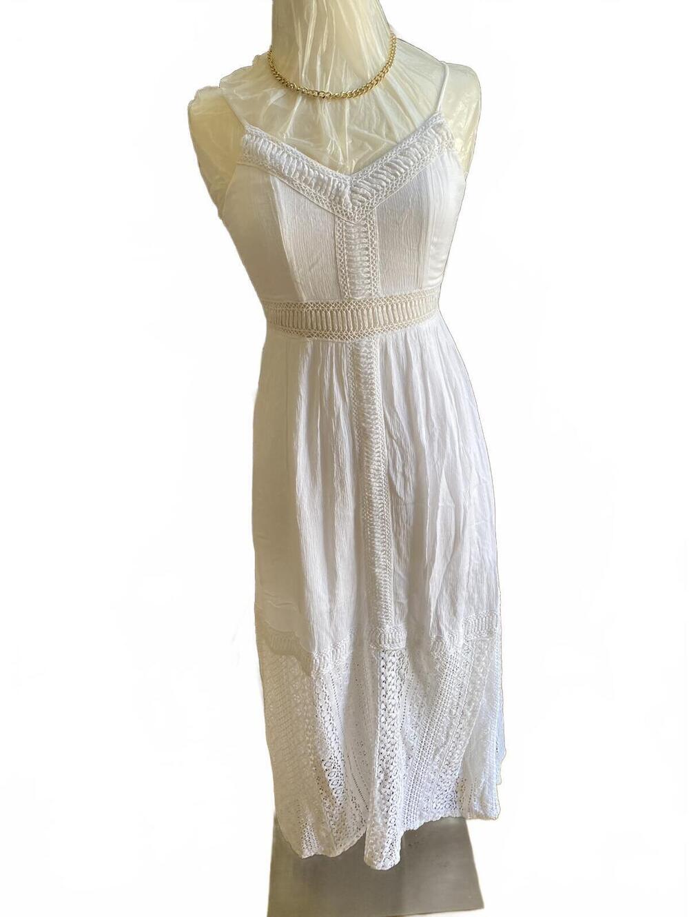 Abercrombie White Midi Dress with Crochet Detail XS